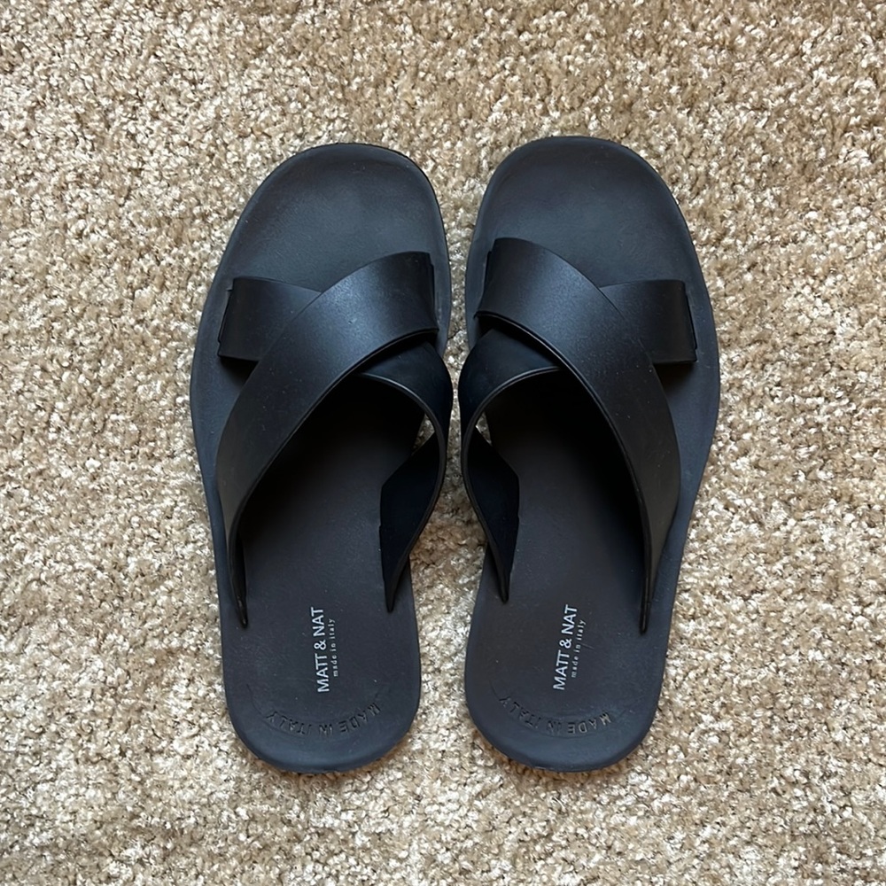 Matt & Nat Vegan Leather Black Sandals